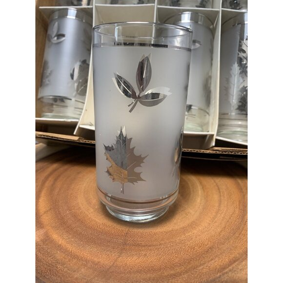 Vintage Libbey Silver Foliage 8-Piece Cooler Glass Set 15 Oz 1950s - Picture 3 of 11